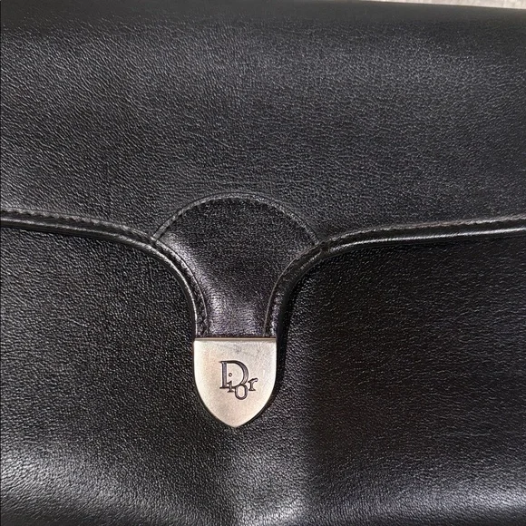 Dior Vintage Elegant Black Leather Shoulder Bag EXCELLENT